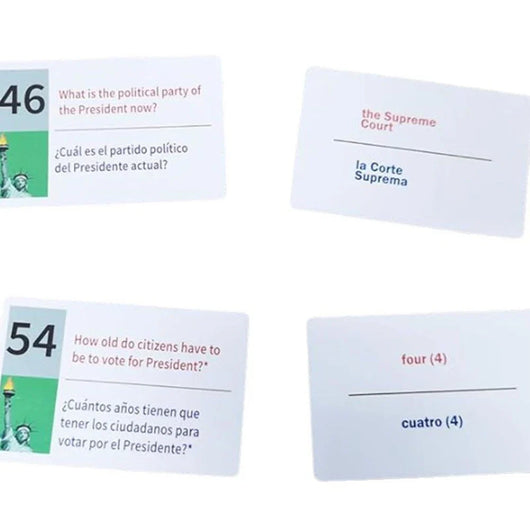 Detalle de tarjetas en inglés y español